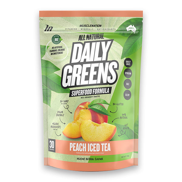 All Natural Daily Greens - Peach Iced Tea - Muscle Nation | MAK Fitness