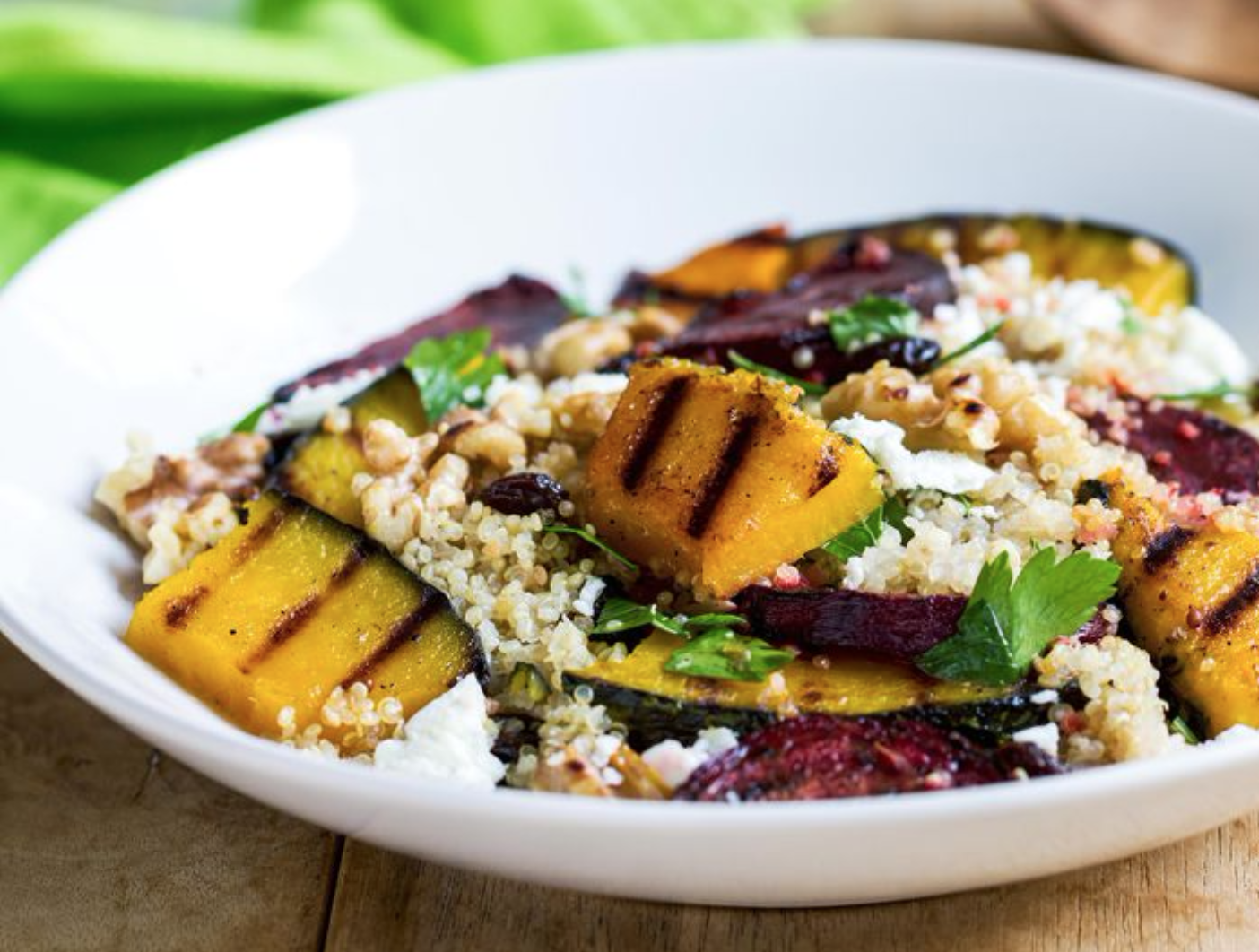 Warm Quinoa Salad With Grilled Pumpkin & Beetroot