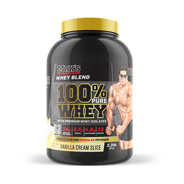 100% Pure Whey Protein 1kg - Vanilla Cream Slice - MAX's | MAK Fitness