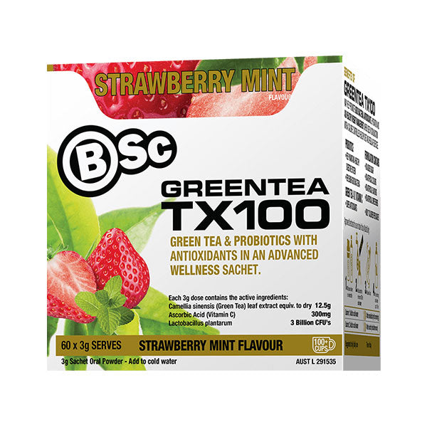 Green Tea TX100 60 Serves - Strawberry Mint - Body Science | MAK Fitness