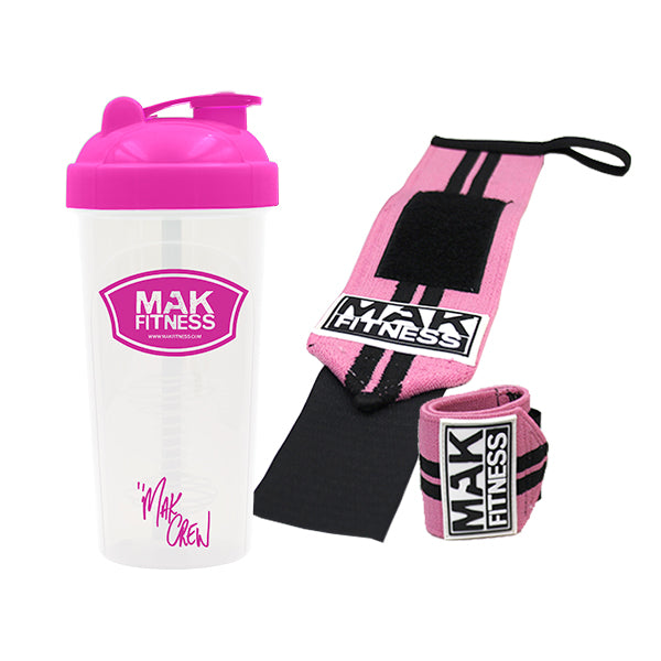 MAK Shaker + Wrist Wraps Bundle - Pink - MAK Fitness | MAK Fitness