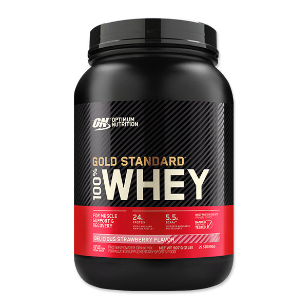 Gold Standard 100% Whey - 907g - Delicious Strawberry - Optimum Nutrition | MAK Fitness