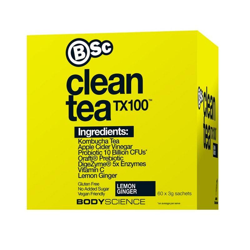 Clean Tea TX100 - 60 Serves - Lemon Ginger - Body Science | MAK Fitness